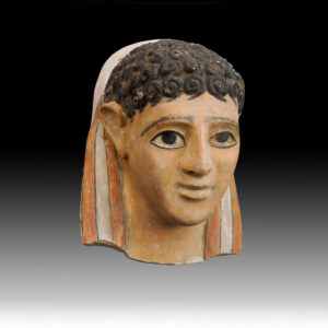 A Fine Egyptian Gypsum Mask of a Male Youth
