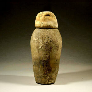 Large Egyptian marble Canopic jar with lid