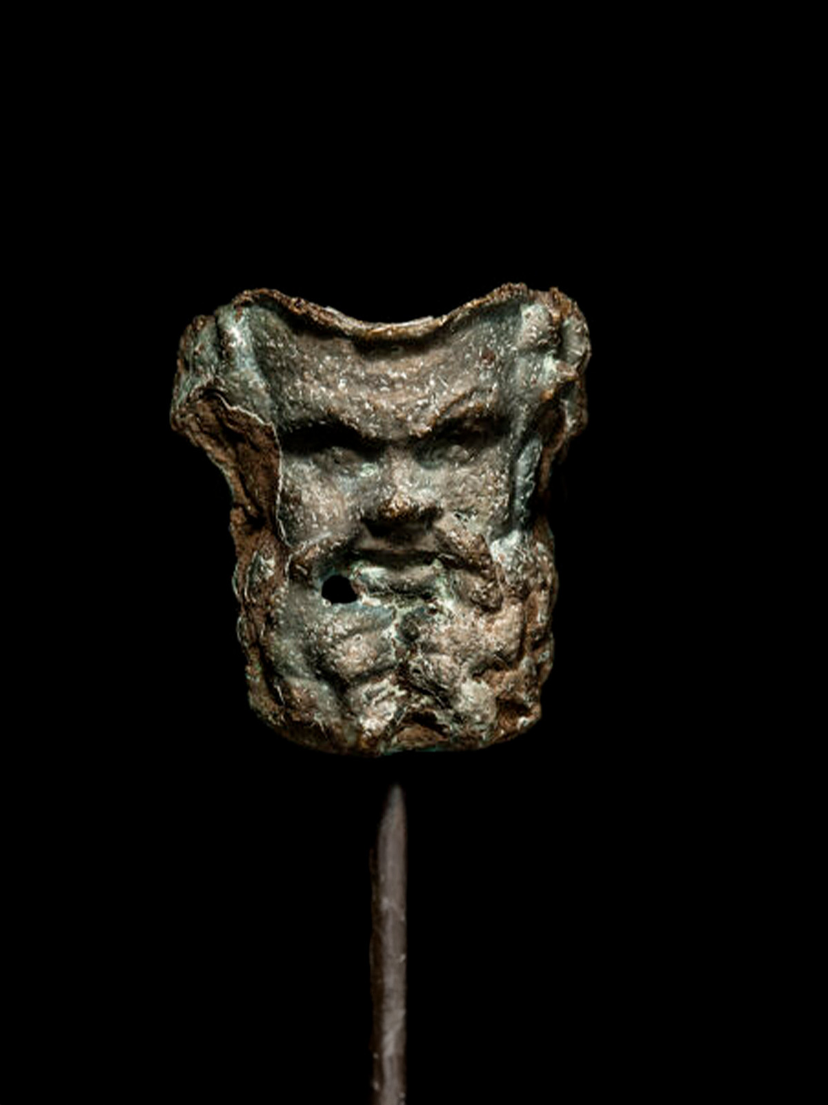 Hellenistic Bronze Face of Silenus Greek god of Drunkenness and Wine - Image 3