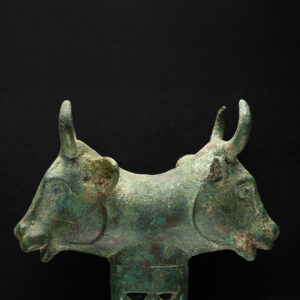 Bronze Double-Headed Bull Mace Head