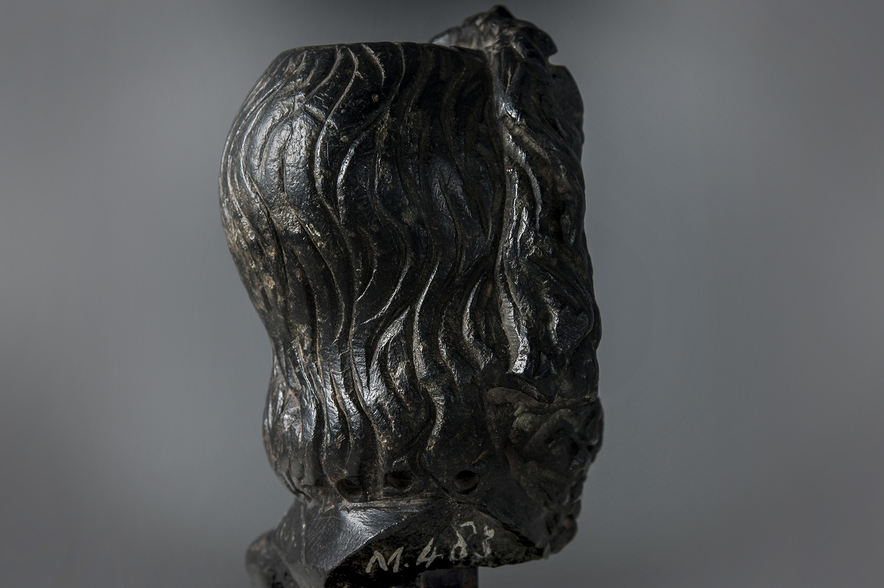 Roman-Egyptian Schist Stone Head Bust of Greco-Egyptian god Zeus Serapis