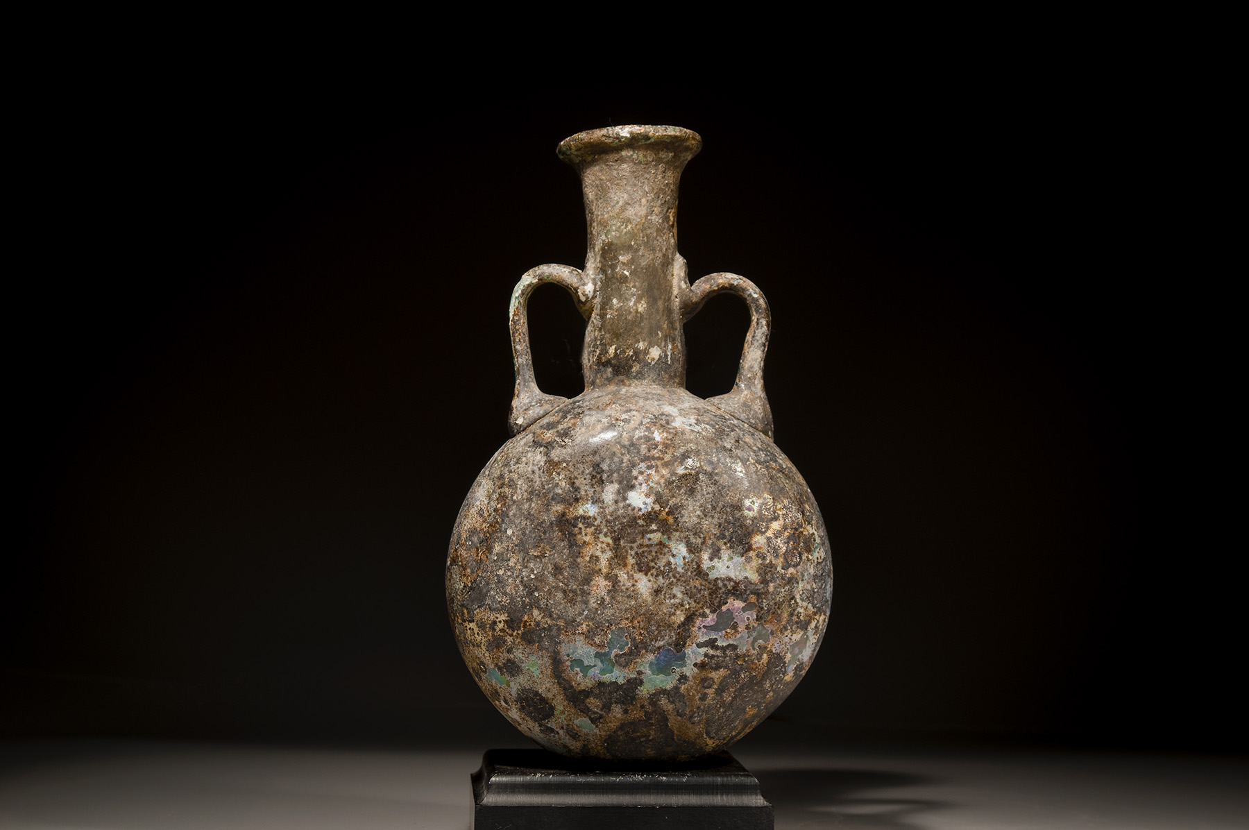 Large Glass Lentoid Flask