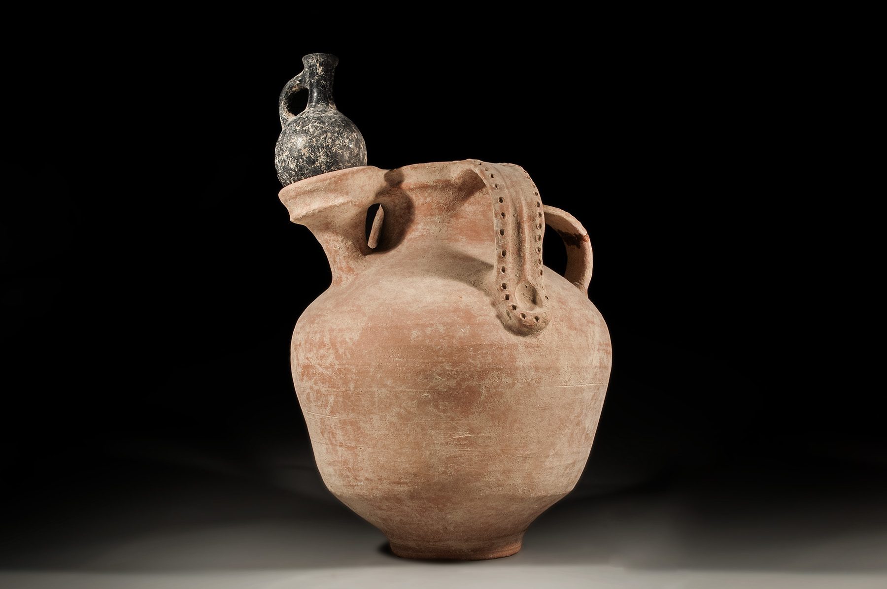 Israelite Olive Oil Jar with Dipper Juglet Holder
