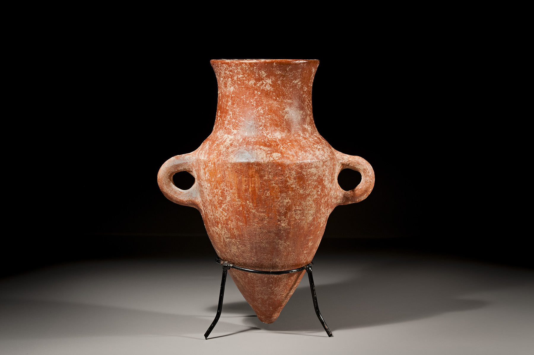 A Ceramic Red Slip with Radial Burnish Amphoriskos