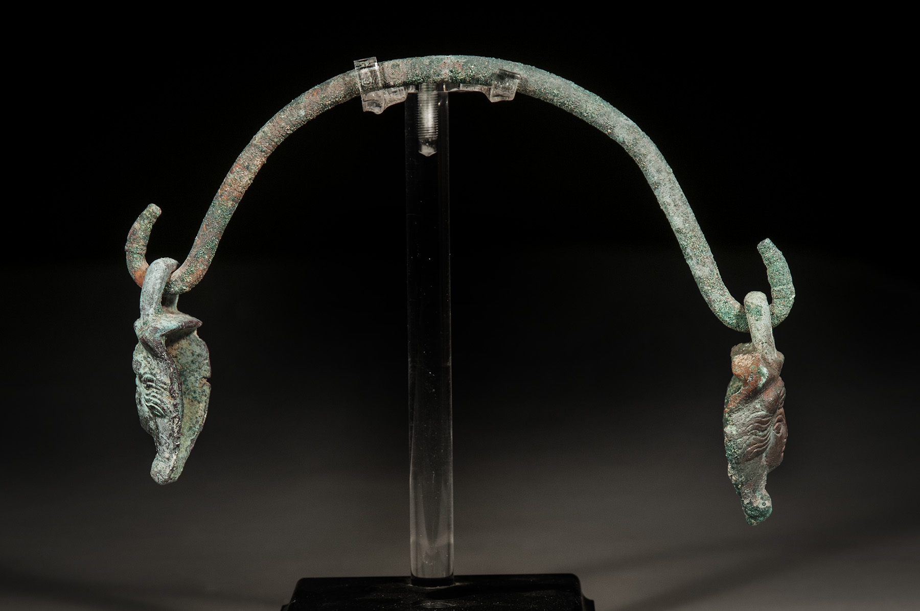 Roman Bronze Pot Handle with Faces - Image 4