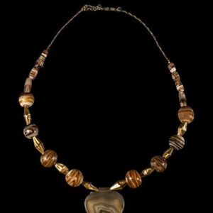 Banded Agate Necklace with 22K Gold Inserts